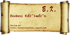 Bodoni Kálmán névjegykártya