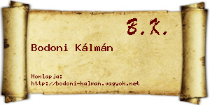 Bodoni Kálmán névjegykártya
